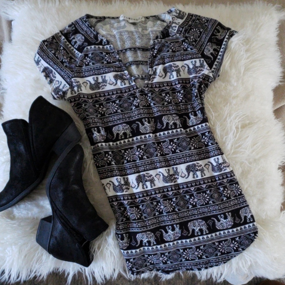 Paisley & Elephant Pattern Blouse NWOT